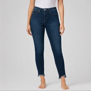 LOFT Women's NWT Curvy High Rise Chewed Hem Skinny Jeans Dark Wash